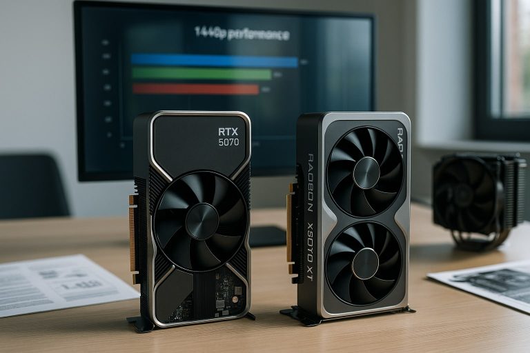 NVIDIA GeForce RTX 5070 vs AMD Radeon RX 9070 XT: qué GPU montar para 1440p en 2026 NVIDIA GeForce RTX 5070 vs AMD Radeon RX 9070 XT: qué GPU montar para 1440p en 2026