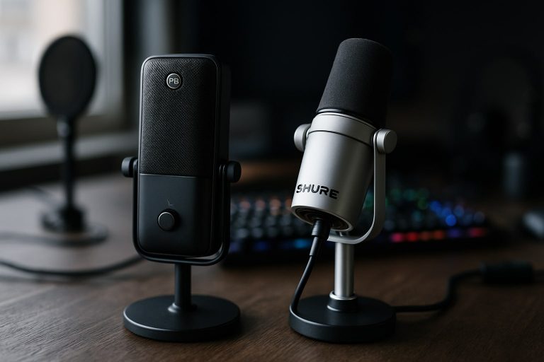 Elgato Wave:3 vs Shure MV7+: micrófono USB para streaming de gaming en Twitch bajo 300 €